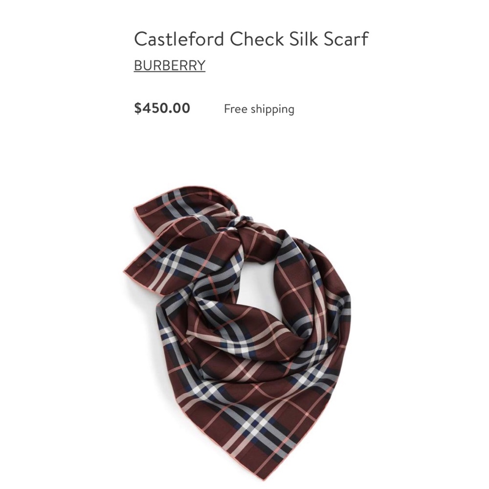 Auth. Burberry Castleford Check Silk  scarf🧣
